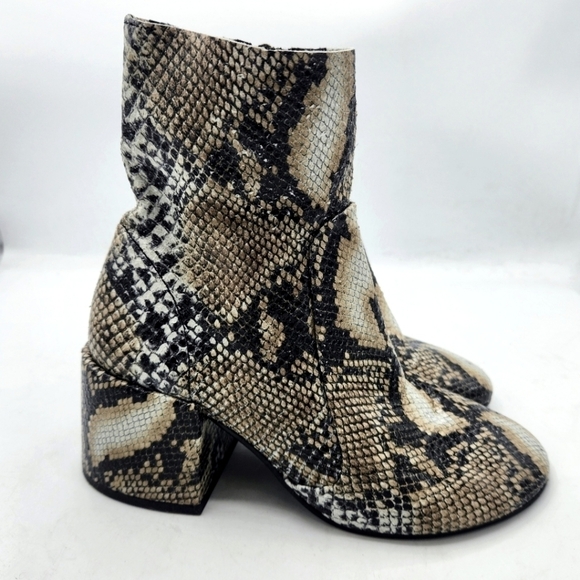 JEFFREY CAMPBELL LEATHER ASHCROFT BLOCK HEEL GREY BROWN SNAKE BOOTS SIZE 36 - Picture 8 of 16